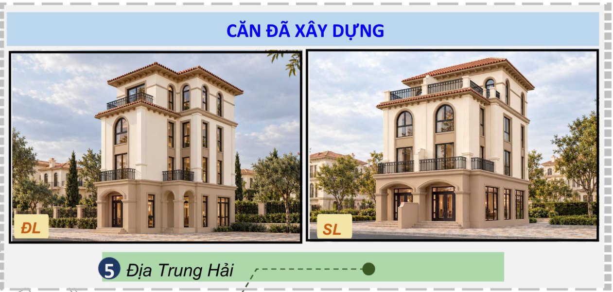 Mẫu 5: căn đã xây dựng, phong cách Địa Trung Hải
